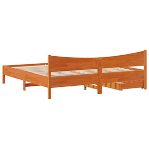 vidaXL Lit en bois massif avec tiroirs Marron ciré 180x200 cm Pin