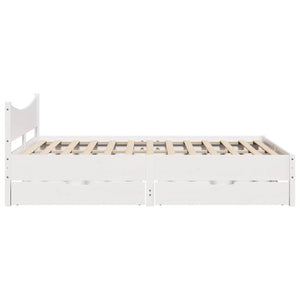 vidaXL Lit en bois massif avec tiroirs Blanc 160x200 cm Pin