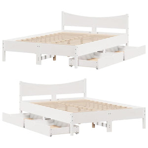 vidaXL Lit en bois massif avec tiroirs Blanc 160x200 cm Pin