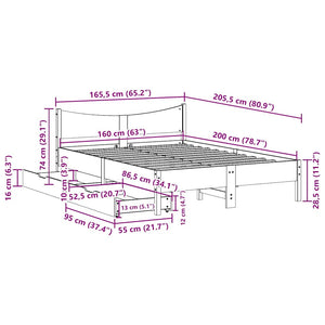 vidaXL Lit en bois massif avec tiroirs Blanc 160x200 cm Pin