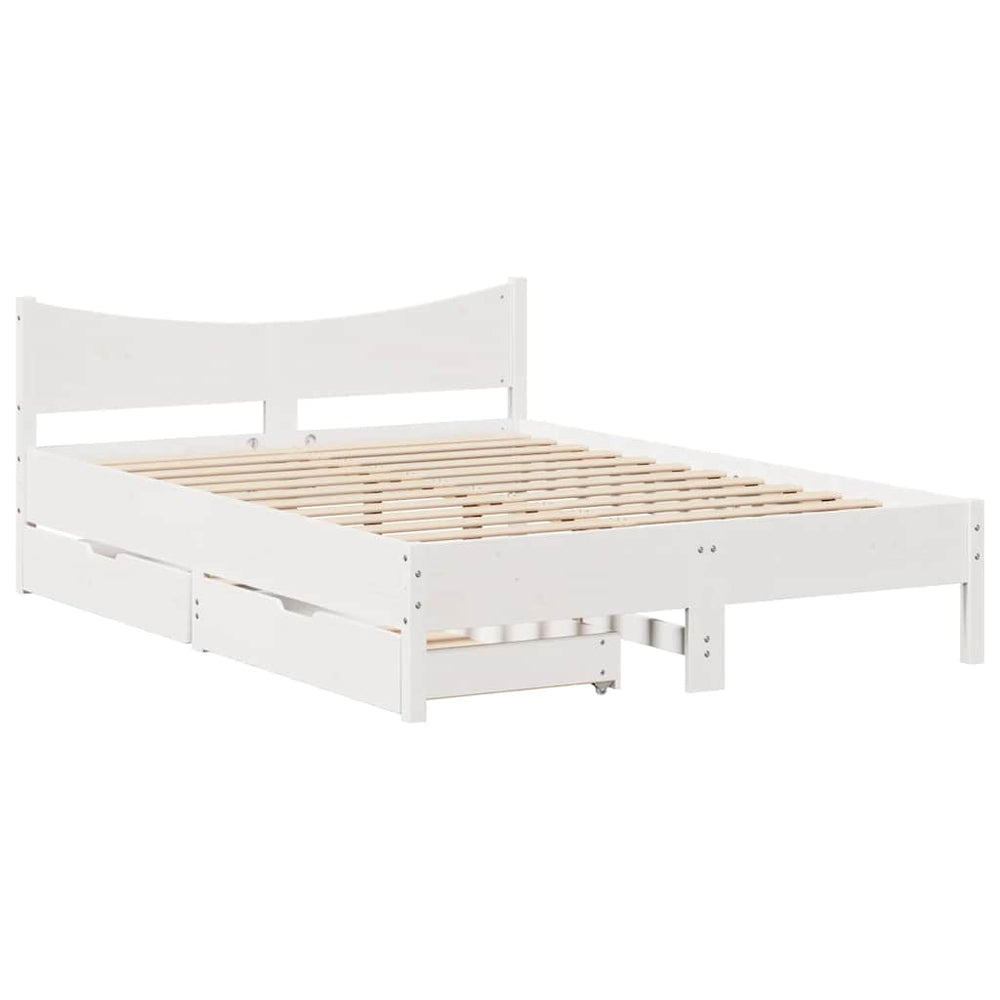 vidaXL Lit en bois massif avec tiroirs Blanc 120x200 cm Pin