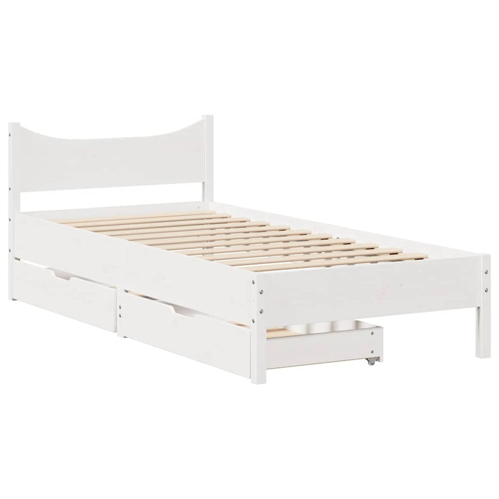 vidaXL Lit en bois massif avec tiroirs Blanc 90x200 cm Pin