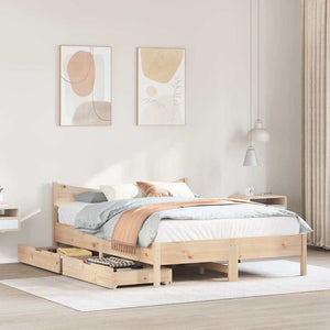 Massivholzbett 140x190 cm mit Schubladen