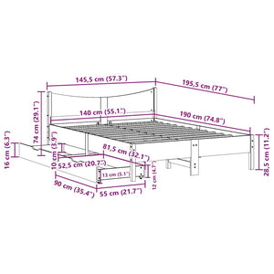 Massivholzbett 140x190 cm mit Schubladen