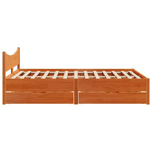 vidaXL Lit en bois massif avec tiroirs Marron ciré 120x190 cm Pin
