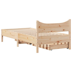 Massivholzbett Kiefer 75x190 cm mit Schubladen