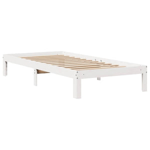 Massivholzbett mit Schubladen Weiß 90x190 cm