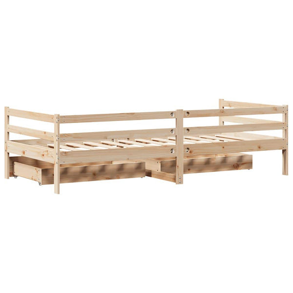Tagesbett 80x200 cm Kiefer Massivholz mit Schubladen