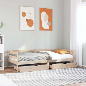 Tagesbett 80x200 cm Kiefer Massivholz mit Schubladen