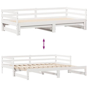 Ausziehbares Tagesbett mit Schubladen Weiß 90x190 cm