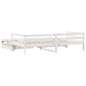 Ausziehbares Tagesbett mit Schubladen Weiß 90x190 cm