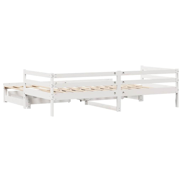 Ausziehbares Tagesbett mit Schubladen Weiß 90x190 cm