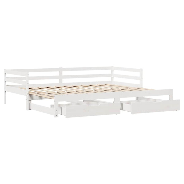 Ausziehbares Tagesbett mit Schubladen Weiß 90x190 cm