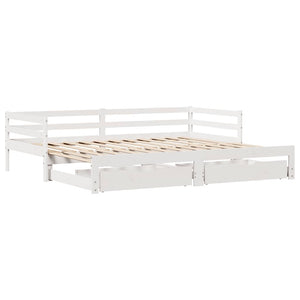 Ausziehbares Tagesbett mit Schubladen Weiß 80x200 cm