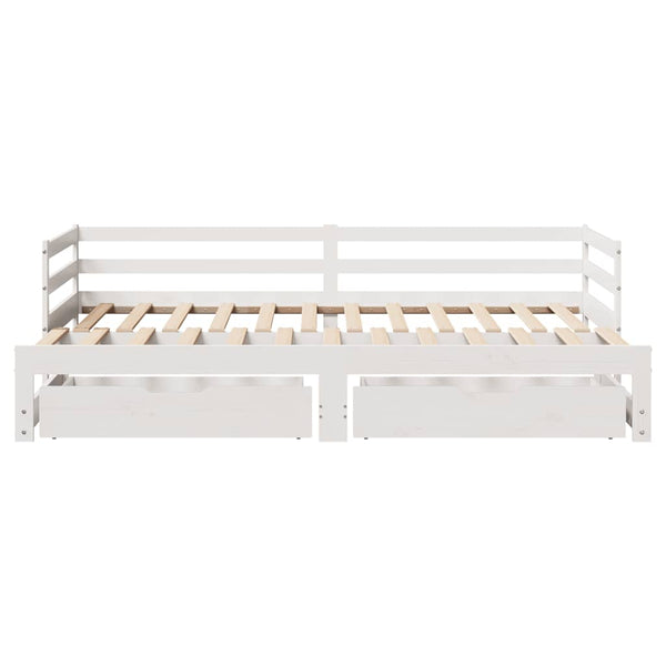 Ausziehbares Tagesbett mit Schubladen Weiß 80x200 cm