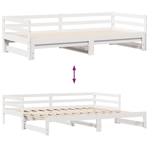 Ausziehbares Tagesbett mit Schubladen Weiß 80x200 cm