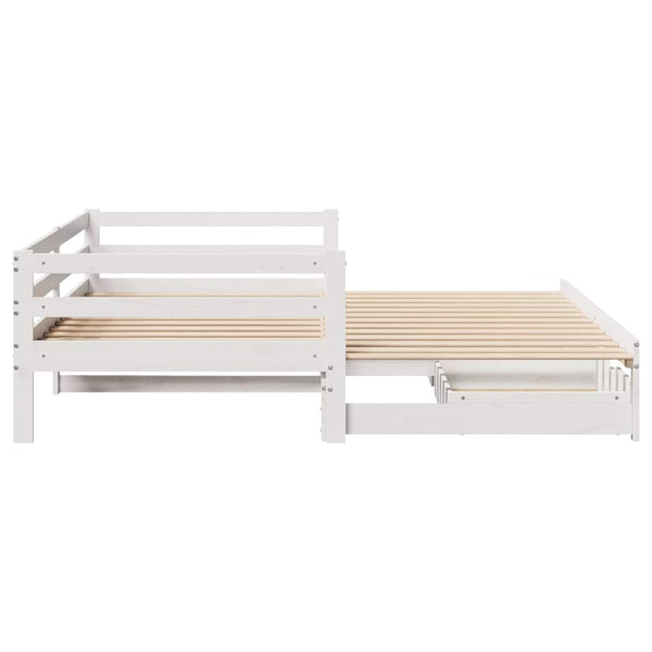 Ausziehbares Tagesbett mit Schubladen Weiß 80x200 cm