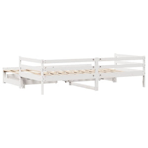 Ausziehbares Tagesbett mit Schubladen Weiß 80x200 cm