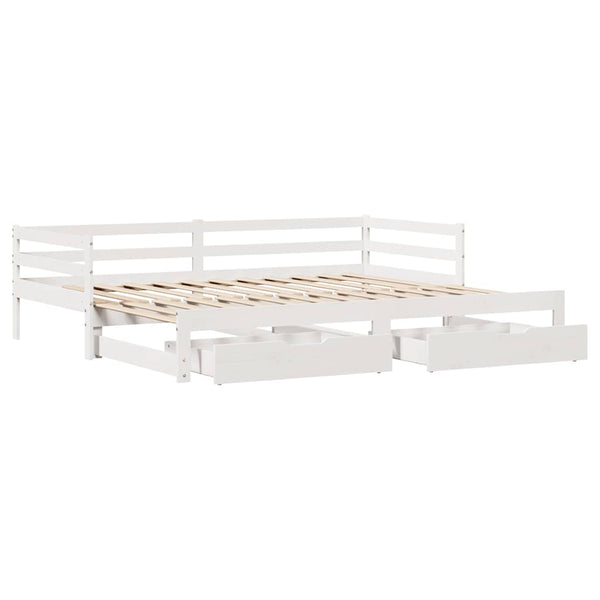 Ausziehbares Tagesbett mit Schubladen Weiß 80x200 cm