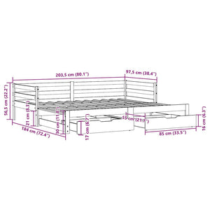 Ausziehbares Tagesbett 90x200 cm mit Schubladen