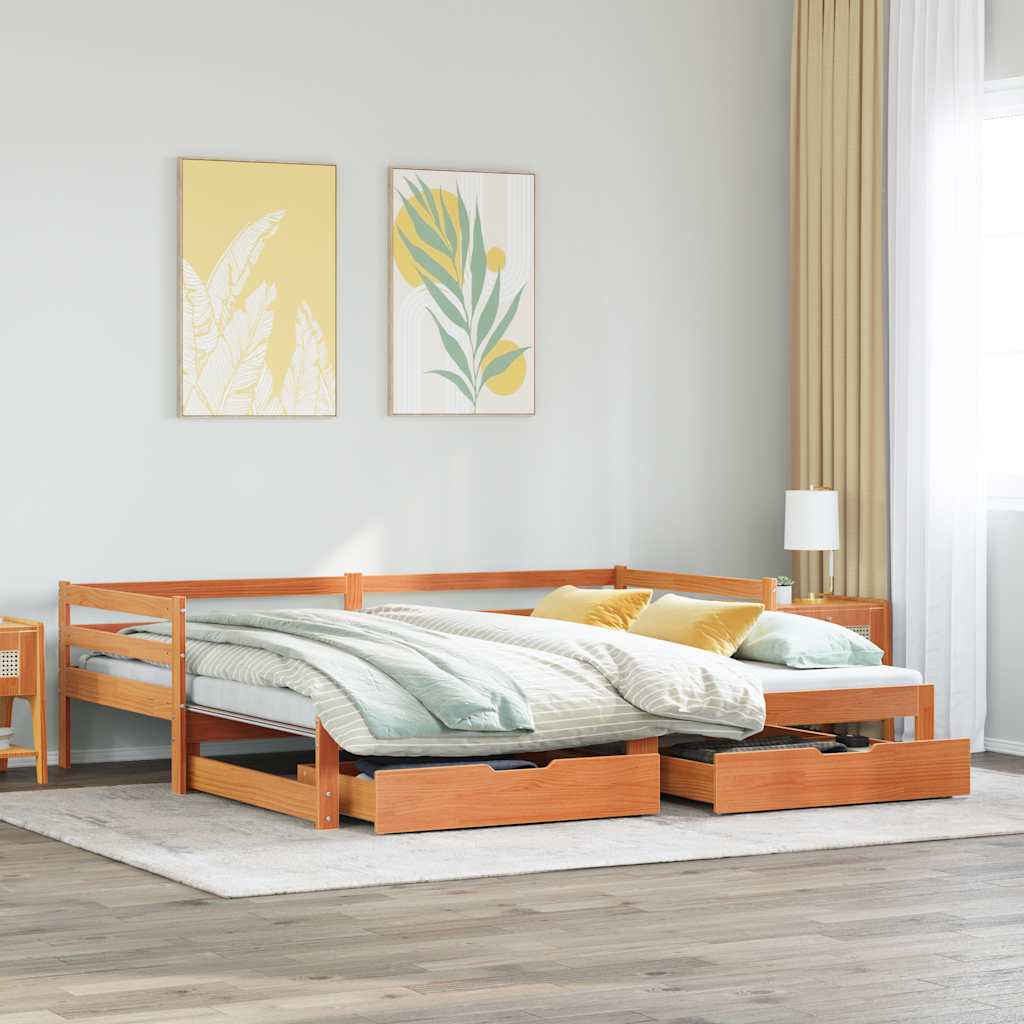 Ausziehbares Tagesbett 90x200 cm Kiefer Massivholz