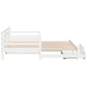 Ausziehbares Tagesbett mit Schubladen Weiß 90x200cm