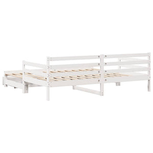 Ausziehbares Tagesbett mit Schubladen Weiß 90x200cm