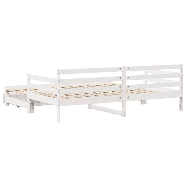 Ausziehbares Tagesbett mit Schubladen Weiß 90x200cm