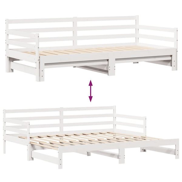 Ausziehbares Tagesbett mit Schubladen Weiß 90x200cm