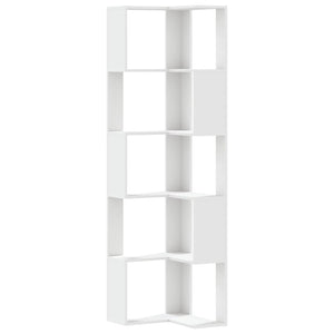 Eck Bücherregal Weiß, 5 Böden