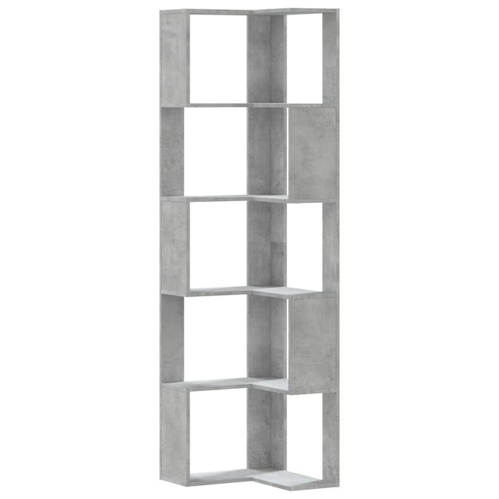 Eck-Bücherregal Betongrau 5 Böden