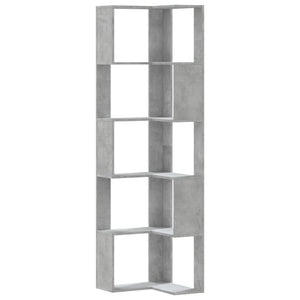 Eck-Bücherregal Betongrau 5 Böden