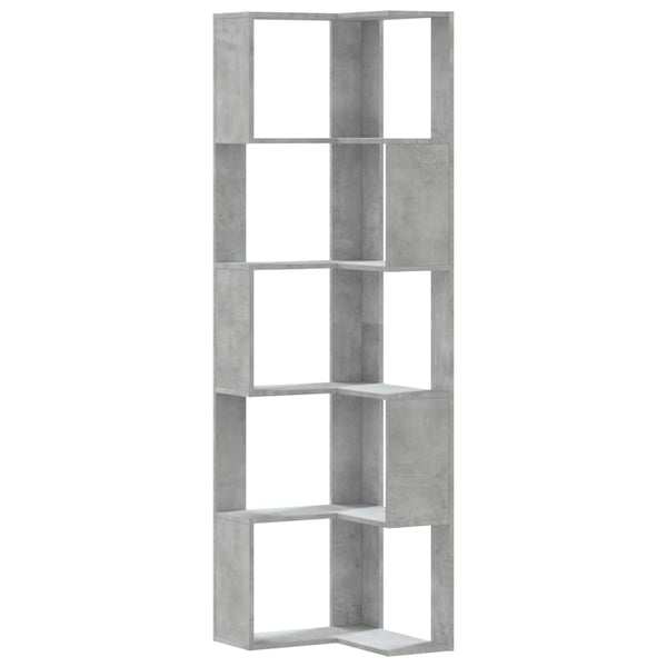 Eck-Bücherregal Betongrau 5 Böden