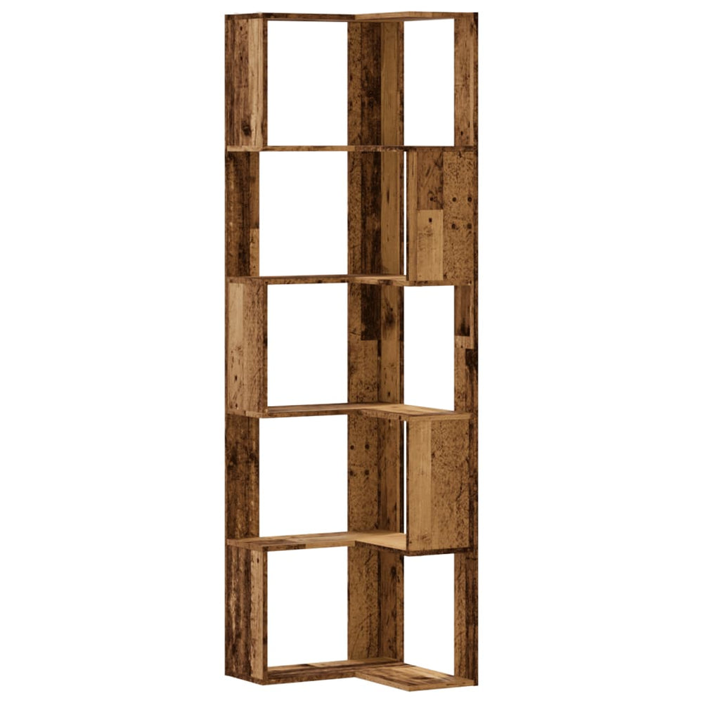 Eck Bücherregal Altholz-Optik, 5 Böden