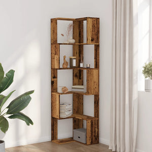 Eck Bücherregal Altholz-Optik, 5 Böden