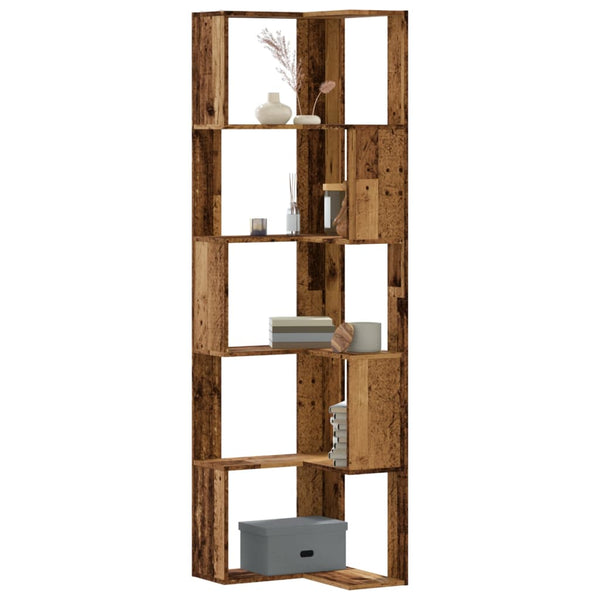 Eck Bücherregal Altholz-Optik, 5 Böden