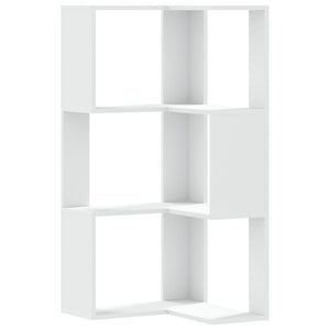 Eck Bücherregal Weiß, 3 Böden