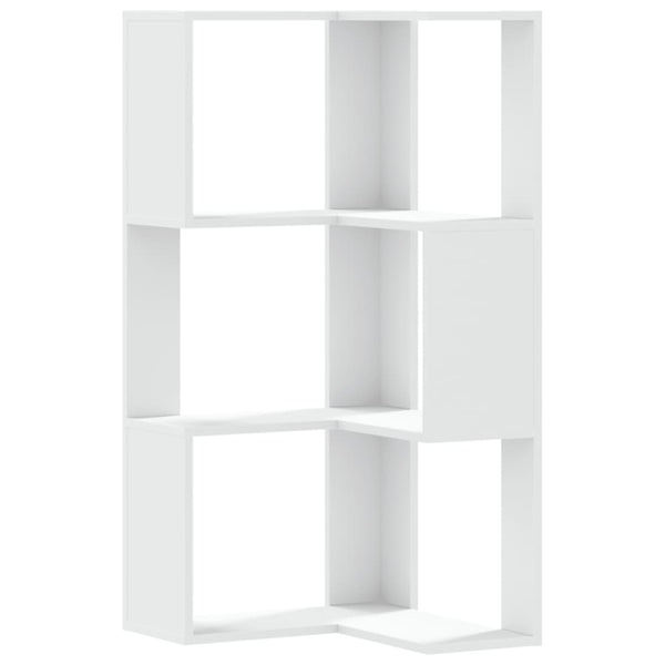 Eck Bücherregal Weiß, 3 Böden