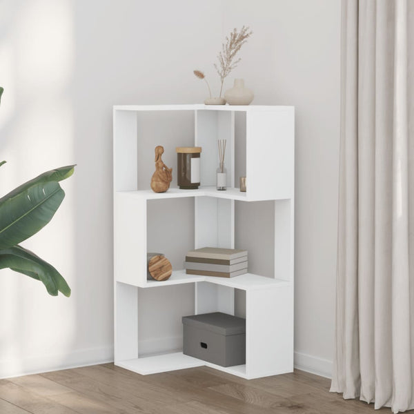 Eck Bücherregal Weiß, 3 Böden