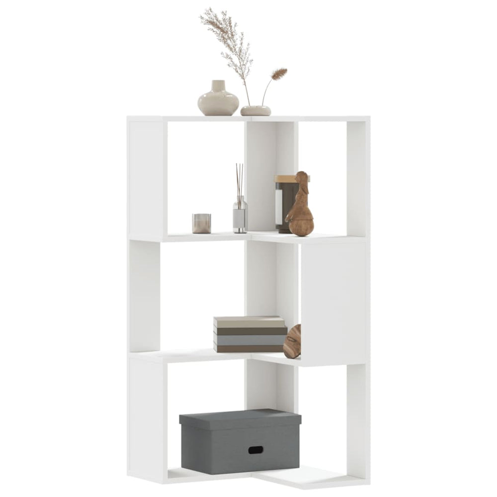 Eck Bücherregal Weiß, 3 Böden