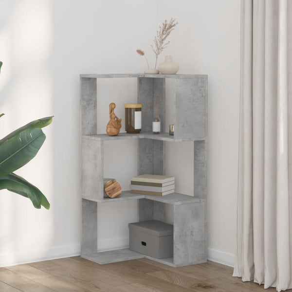 Eck-Bücherregal Betongrau 3 Böden