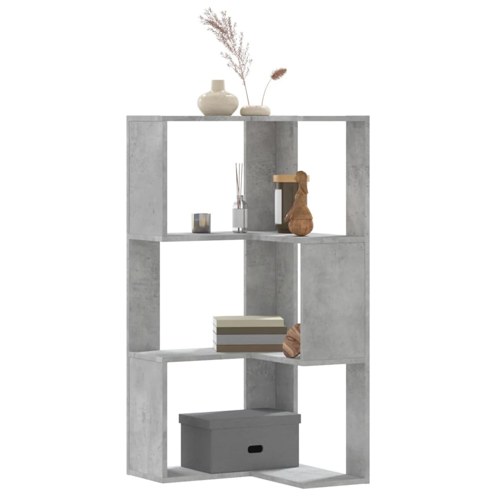 Eck-Bücherregal Betongrau 3 Böden