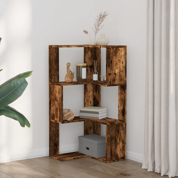 Eck Bücherregal Räuchereiche, 3 Böden
