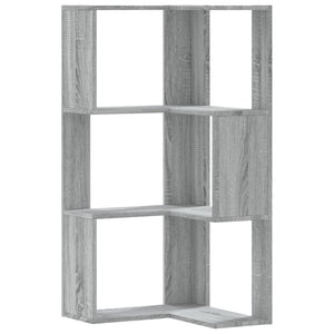 Eck-Bücherregal Grau Sonoma 3 Böden