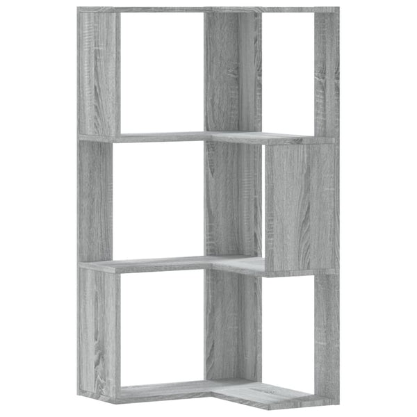 Eck-Bücherregal Grau Sonoma 3 Böden