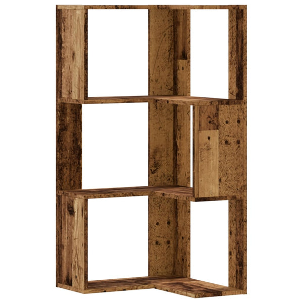 Eck Bücherregal 3 Böden Altholz-Optik