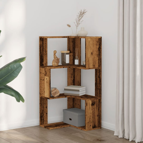 Eck Bücherregal 3 Böden Altholz-Optik