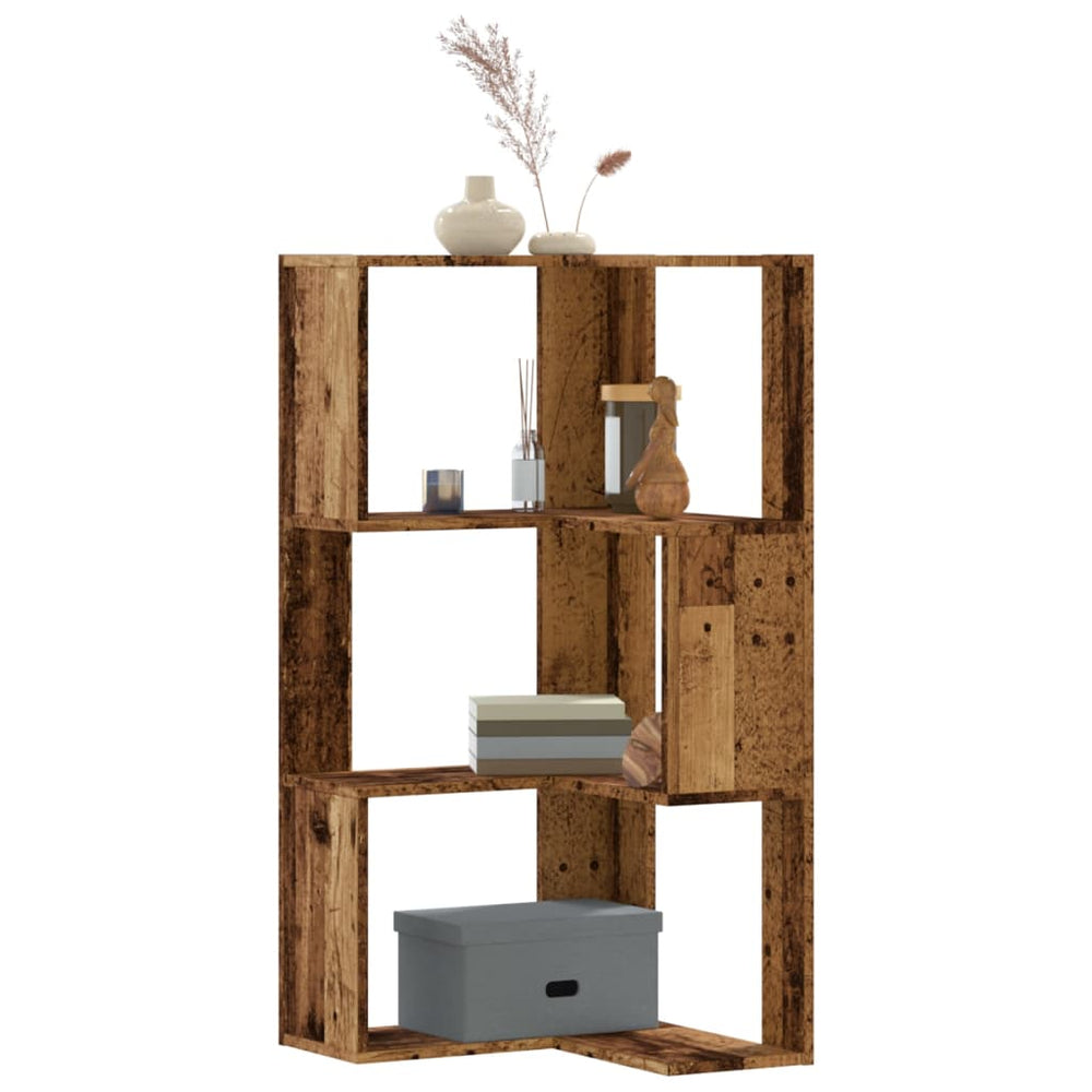 Eck Bücherregal 3 Böden Altholz-Optik