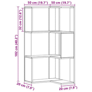 Eck-Bücherregal, 3 Böden, Artisan Eiche