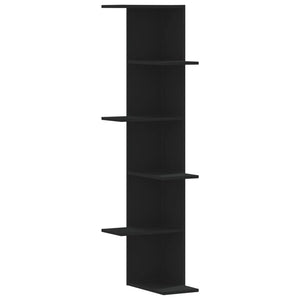 Schwarzes Wand-Eckregal, 140 cm hoch